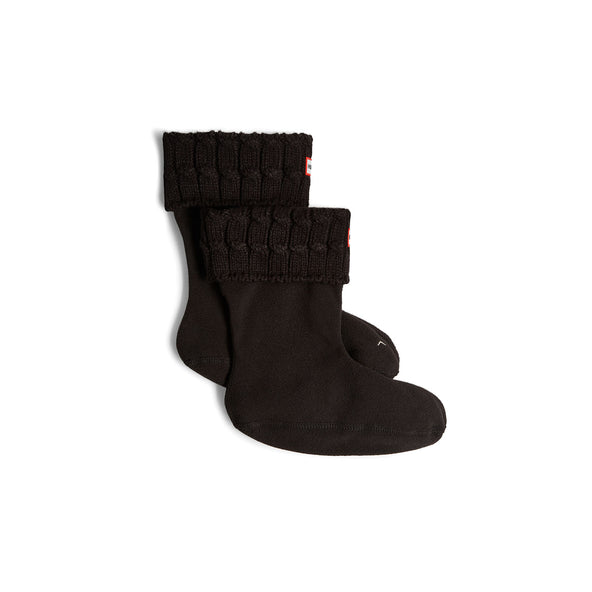 Recycled 6 Stitch Cable Cuff Short Boot Socks Hunter Black Recycled 6 Stitch Cable Cuff Short Boot Socks Hunter Black
