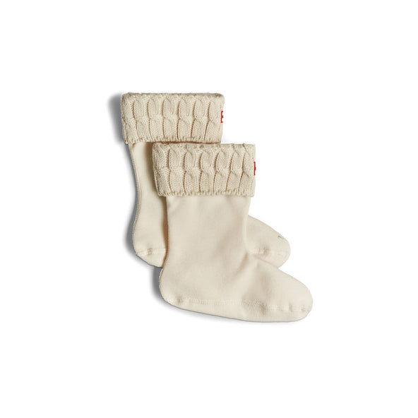 Recycled 6 Stitch Cable Cuff Short Boot Socks Hunter White Recycled 6 Stitch Cable Cuff Short Boot Socks Hunter White