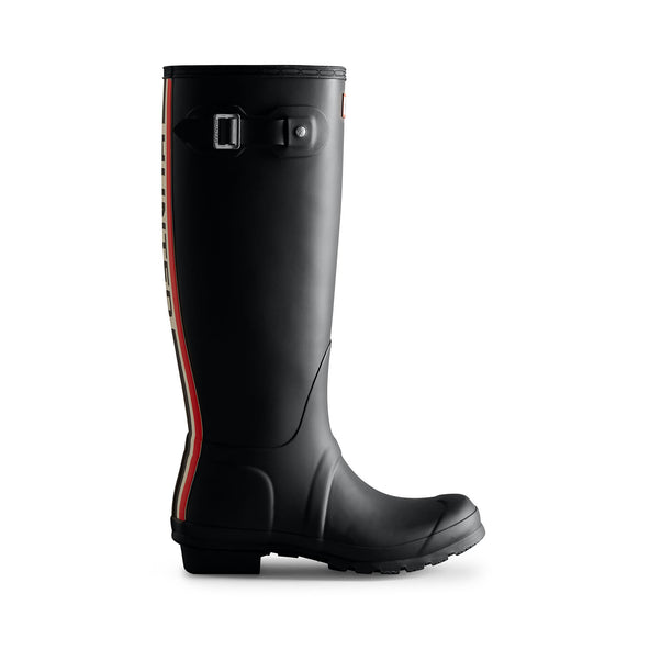 Women's Tri-Colour Logo Backstrap Tall Wellington Boots Black Women's Tri-Colour Logo Backstrap Tall Wellington Boots Black