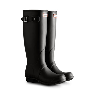 Women's Tri-Colour Logo Backstrap Tall Wellington Boots Black