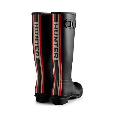 Women's Tri-Colour Logo Backstrap Tall Wellington Boots Black