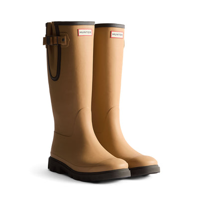 Men's Downpour Adjustable Tall Wellington Boots Biscuit/Chocolate Brown