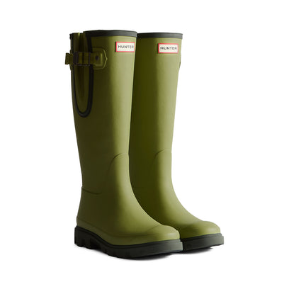 Women's Downpour Adjustable Tall Wellington Boots Green Olive/Dark Olive