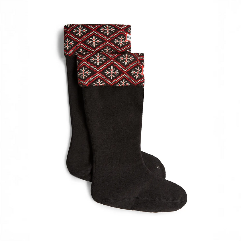 Recycled Fairisle Tall Boot Socks Black