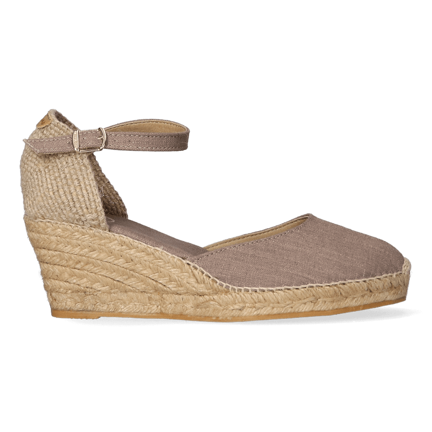 Caldes Linnen Dames Espadrilles Taupe