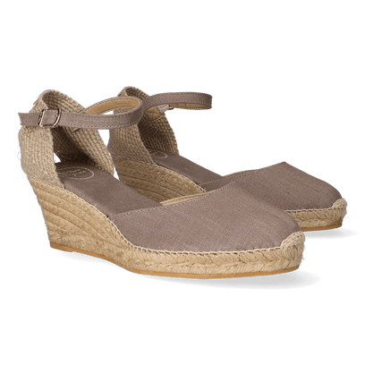Caldes Linnen Dames Espadrilles Taupe