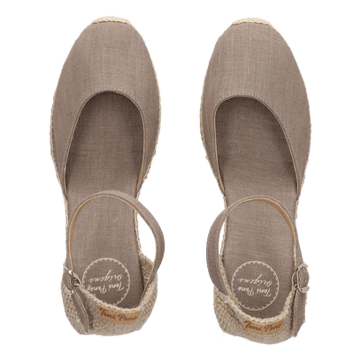 Caldes Linnen Dames Espadrilles Taupe