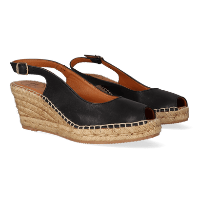 Croacia Leren Dames Espadrilles Negre