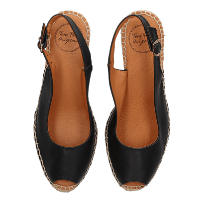 Croacia Leren Dames Espadrilles Negre