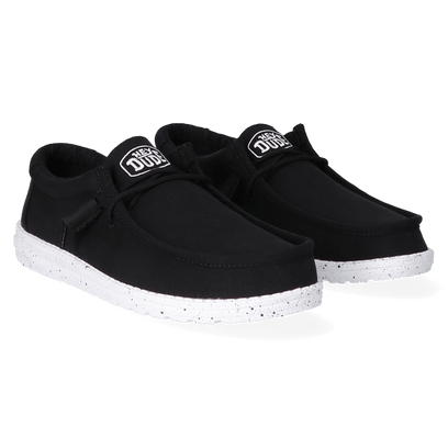 Wally Slub Canvas Heren Instappers Black