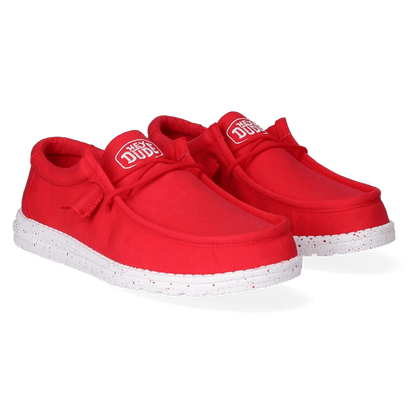 Wally Slub Canvas Heren Instappers Red