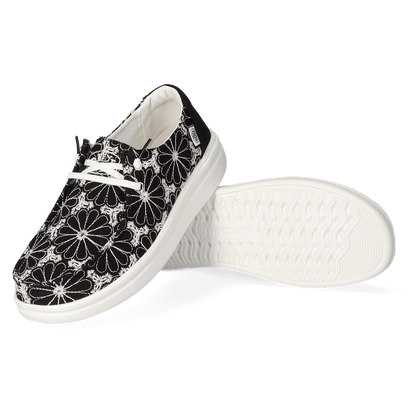 Wendy Rise Eyelet Dames Instappers Black