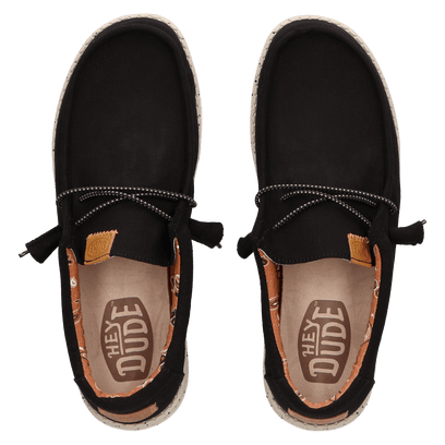 Wally Washed Canvas Heren Instapper Black