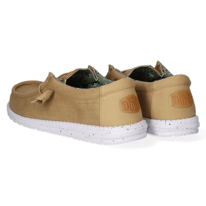 Wally Washed Canvas Heren Instapper Walnut