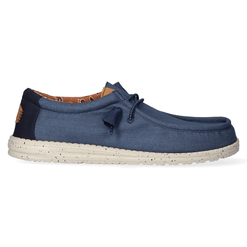 Wally Washed Canvas Heren Instapper Navy