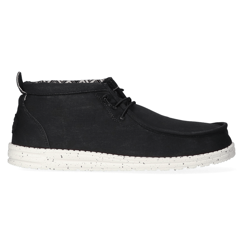 Wally Mid Canvas Heren Instappers Black/White