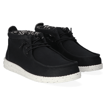 Wally Mid Canvas Heren Instappers Black/White