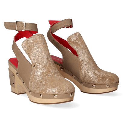 Woodchopper Dames Clogs Metallic Taupe