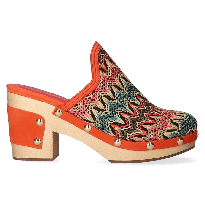 Woodlander Dames Clogs Marrakess Multi/Orange