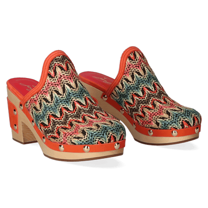 Woodlander Dames Clogs Marrakess Multi/Orange
