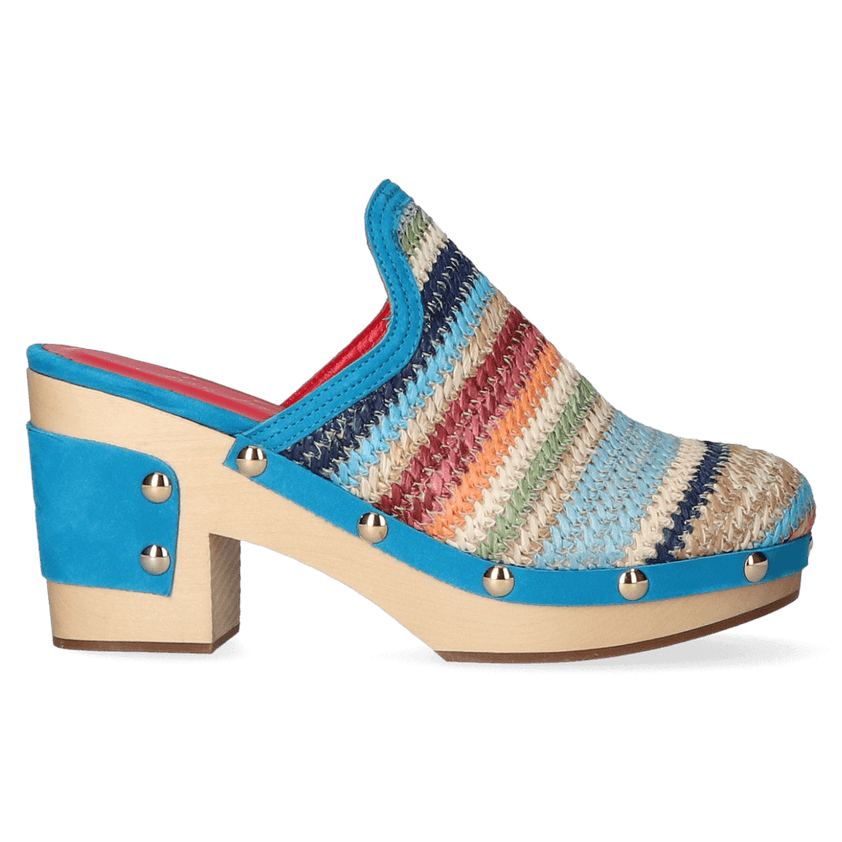 Woodlander Dames Clogs Marrakess Multi/Blue