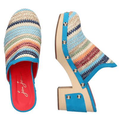 Woodlander Dames Clogs Marrakess Multi/Blue