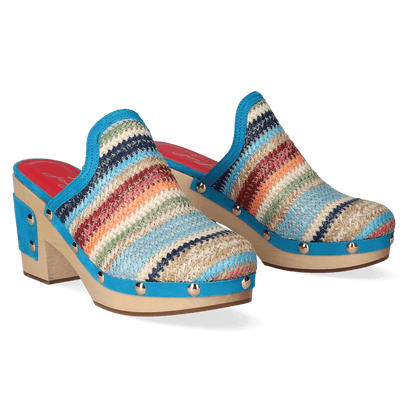 Woodlander Dames Clogs Marrakess Multi/Blue