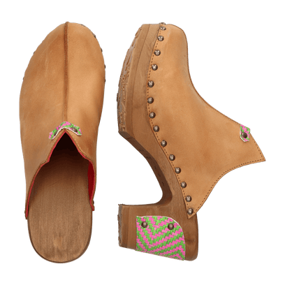 Woodpecker Dames Clogs Cuoio