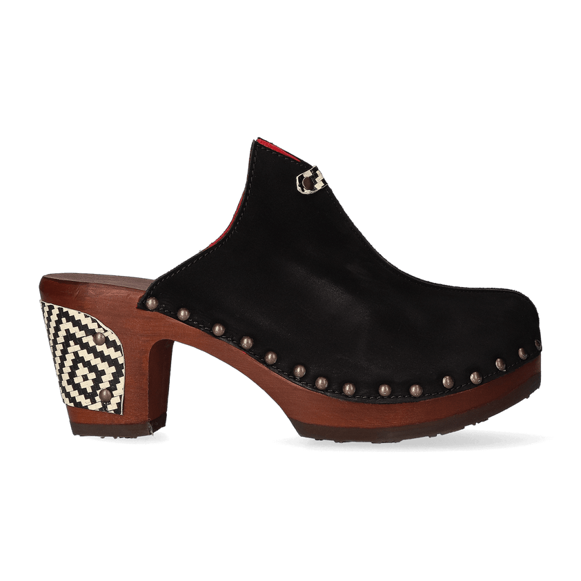 Woodpecker Dames Clogs Nero