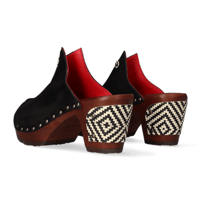 Woodpecker Dames Clogs Nero