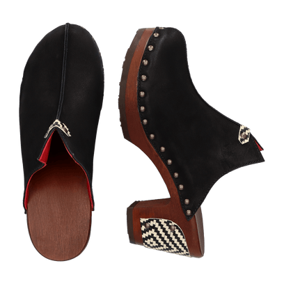 Woodpecker Dames Clogs Nero