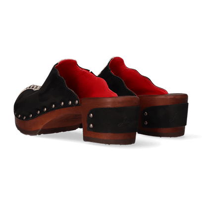Wannabe Wood Dames Clogs Nero