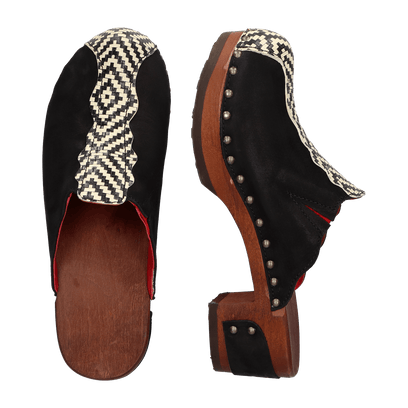 Wannabe Wood Dames Clogs Nero