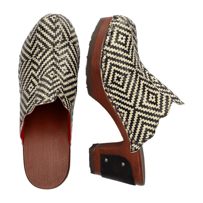 Knock On Wood Dames Clogs Black/Offwhite