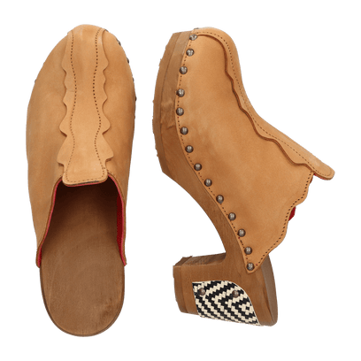 Knock On Wood Dames Clogs Cuoio