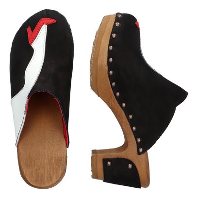 Walk On Wood Dames Clogs Nero Blanco