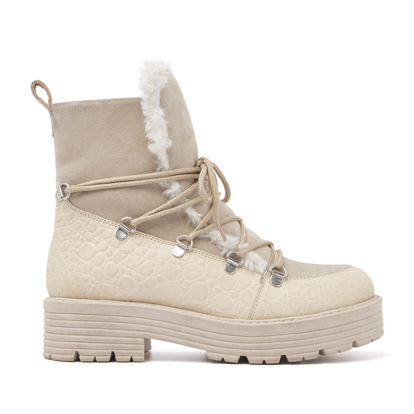 Dames Veterboots 85.349 Cream