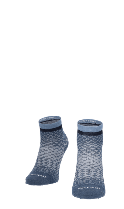 Plantar Ease II Quarter Dames Hielspoor Sokken Klasse 2 Denim