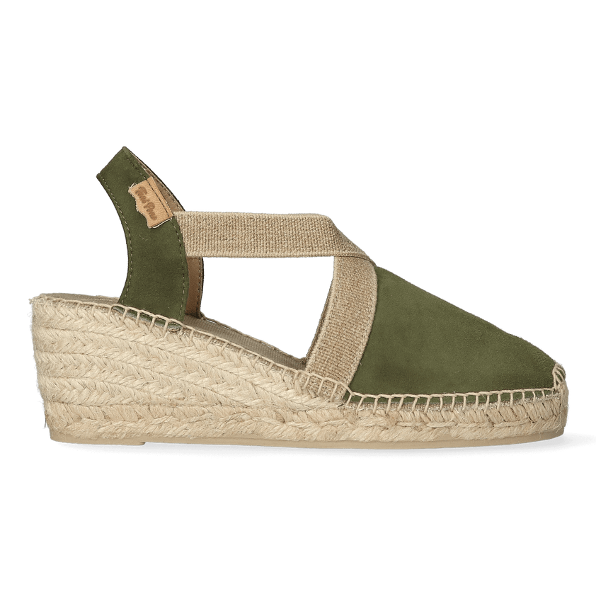 Tona Suede Dames Espadrilles Caqui