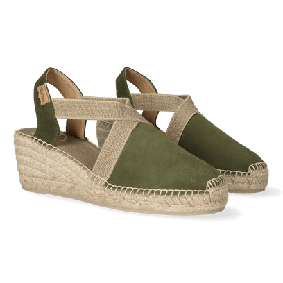 Tona Suede Dames Espadrilles Caqui