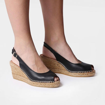 Croacia Leren Dames Espadrilles Negre