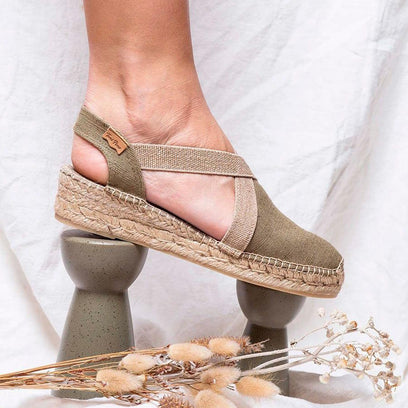 Verdi-V Canvas Dames Espadrilles Caqui