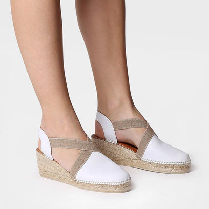 Tossa Leren Dames Espadrilles Blanc