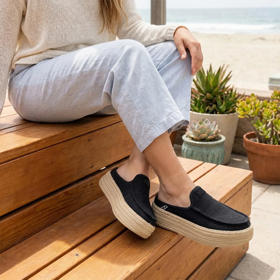 Austin Lift Espadrille Woven Dames Instappers Black