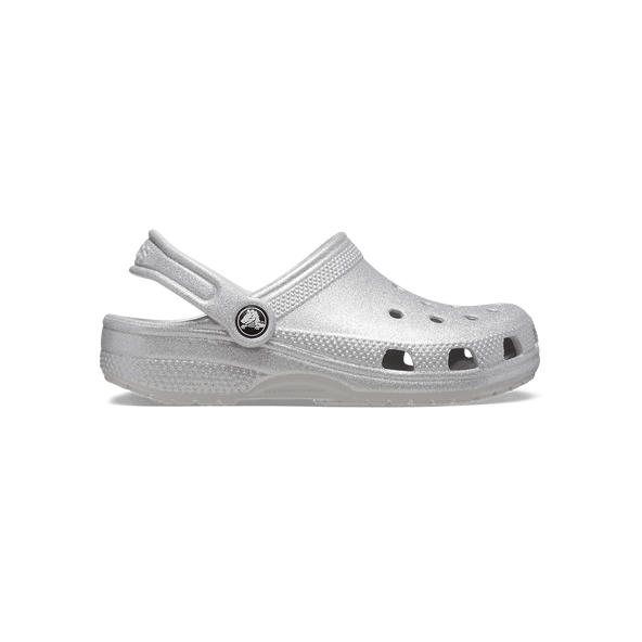 Classic Glitter Clogs Kids Silver