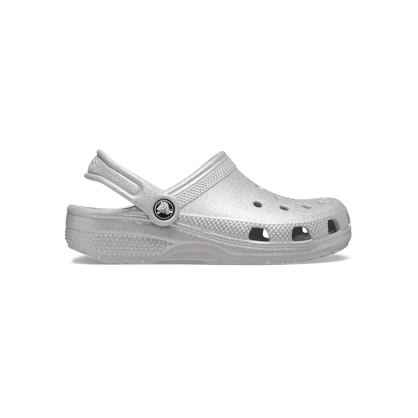 Classic Glitter Clogs Kids Silver