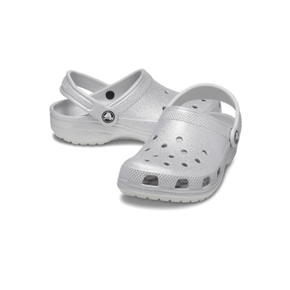 Classic Glitter Clogs Kids Silver