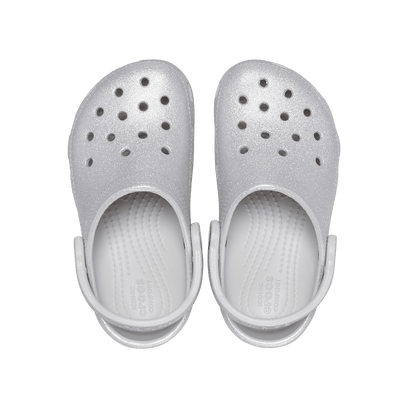 Classic Glitter Clogs Kids Silver