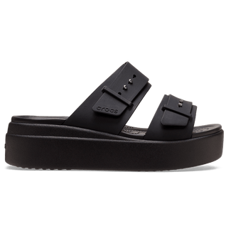 Brooklyn Buckle Low Wedge Dames Slippers Black