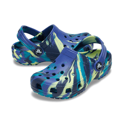 Classic Marbled Clogs Kids Navy/Turbo Teal